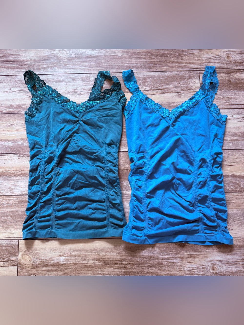 Kismet Lace Strap Ruched Tank Tops